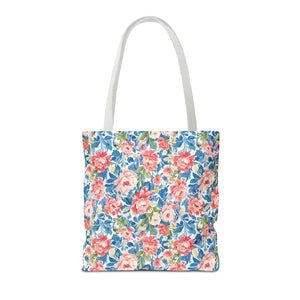 Vintage Floral Rose Garden Tote Bag Cotton Straps - Dipaliz - Bags