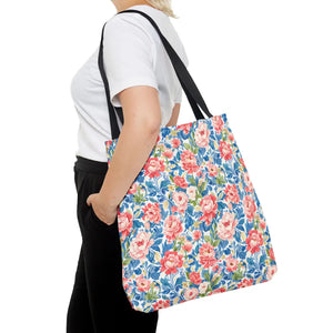 Vintage Floral Rose Garden Tote Bag Cotton Straps - Dipaliz - Bags