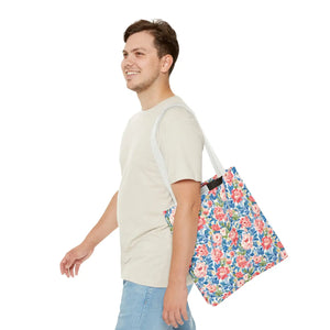 Vintage Floral Rose Garden Tote Bag Cotton Straps - Dipaliz - Bags