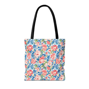 Vintage Floral Rose Garden Tote Bag Cotton Straps - Dipaliz - Bags