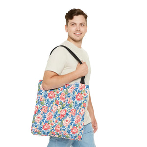 Vintage Floral Rose Garden Tote Bag Cotton Straps - Dipaliz - Bags