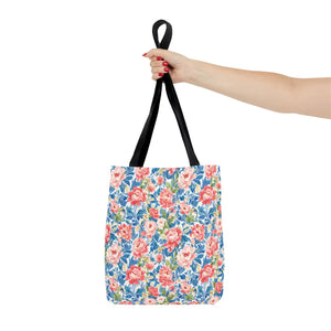 Vintage Floral Rose Garden Tote Bag Cotton Straps - Dipaliz - Bags