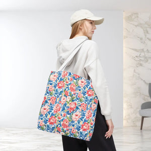 Vintage Floral Rose Garden Tote Bag Cotton Straps - Dipaliz - Bags