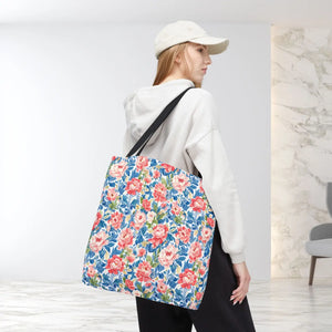 Vintage Floral Rose Garden Tote Bag Cotton Straps - Dipaliz - Bags