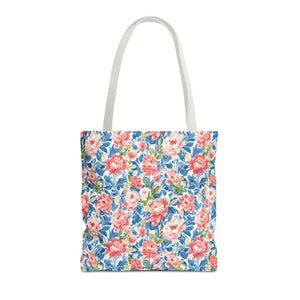 Vintage Floral Rose Garden Tote Bag Cotton Straps - Dipaliz - Bags