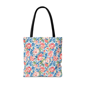 Vintage Floral Rose Garden Tote Bag Cotton Straps - Dipaliz - Bags