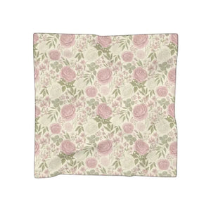 Accessories - Floral Rose Pattern Poly Scarf Vintage Pink Garden Print Dipaliz