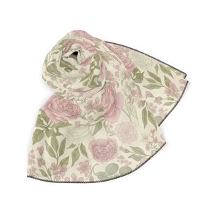Accessories - Floral Rose Pattern Poly Scarf Vintage Pink Garden Print Dipaliz Chiffon / 25’’ ×