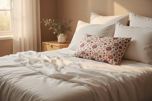 Smooth satin pillowcase by DipaliZ with a soft botanical rose print