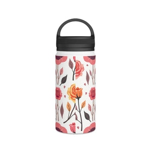 Chic Steel Water Bottle - Floral Rose Handle Lid - Dipaliz - Bottles