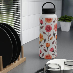Chic Steel Water Bottle - Floral Rose Handle Lid - Dipaliz - Bottles