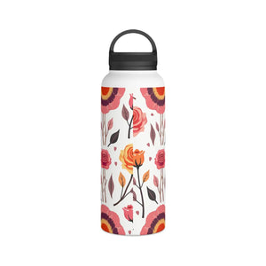 Chic Steel Water Bottle - Floral Rose Handle Lid - Dipaliz - Bottles