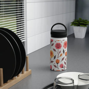 Chic Steel Water Bottle - Floral Rose Handle Lid - Dipaliz - Bottles