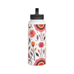 Chic Steel Water Bottle - Floral Rose Handle Lid - Dipaliz - Bottles