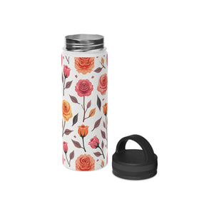 Chic Steel Water Bottle - Floral Rose Handle Lid - Dipaliz - Bottles