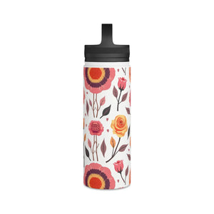 Chic Steel Water Bottle - Floral Rose Handle Lid - Dipaliz - Bottles