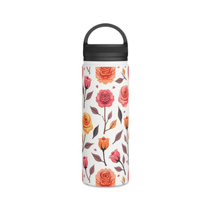 Chic Steel Water Bottle - Floral Rose Handle Lid - Dipaliz - Bottles