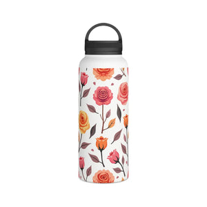Chic Steel Water Bottle - Floral Rose Handle Lid - Dipaliz - Bottles