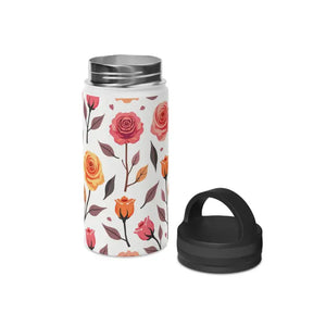 Steel Water Bottle with Floral Rose Handle Lid - Dipaliz - Bottles