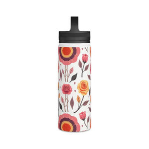 Steel Water Bottle with Floral Rose Handle Lid - Dipaliz - Bottles