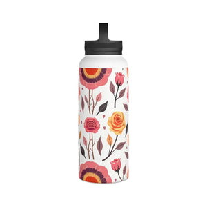 Steel Water Bottle with Floral Rose Handle Lid - Dipaliz - Bottles