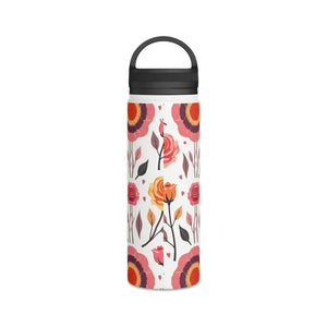 Steel Water Bottle with Floral Rose Handle Lid - Dipaliz - Bottles
