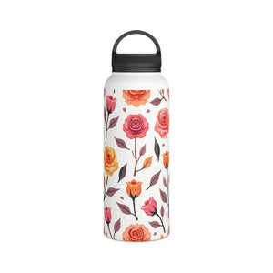 Steel Water Bottle with Floral Rose Handle Lid - Dipaliz - Bottles