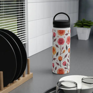 Steel Water Bottle with Floral Rose Handle Lid - Dipaliz - Bottles