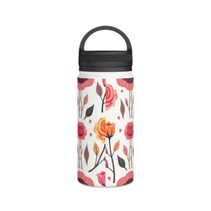 Steel Water Bottle with Floral Rose Handle Lid - Dipaliz - Bottles