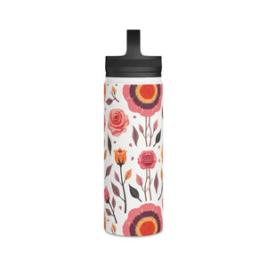 Steel Water Bottle with Floral Rose Handle Lid - Dipaliz - Bottles