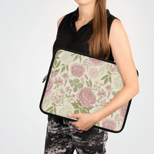 Vintage Rose Floral Laptop Sleeve Neoprene - Dipaliz - Bags