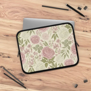 Laptop Sleeve - Floral Rose Vintage - Soft Neoprene - Dipaliz Black / 13’’