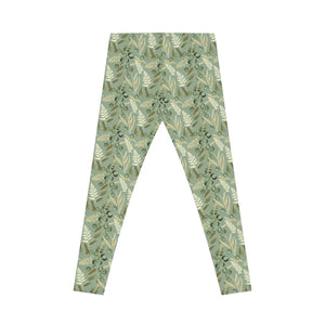 Floral Sage Leaf Leggings - Soft Activewear - Dipaliz