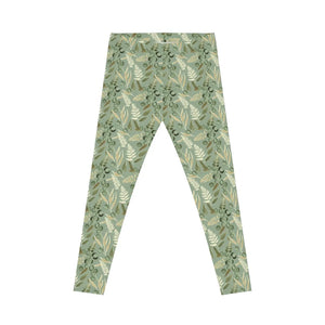 Floral Sage Leaf Leggings - Soft Activewear - Dipaliz