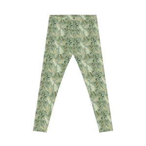 Floral Sage Leaf Leggings - Second Skin Activewear - Dipaliz