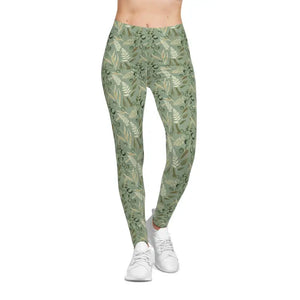 Floral Sage Leaf Leggings - Second Skin Activewear - Dipaliz - Xs / Seam Thread Color Automatically Matched to Design