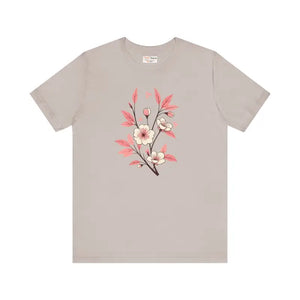 Floral Short Sleeve Tee - Airlume Combed Cotton Comfort - Dipaliz - Heather Cool Grey / Xs - T-shirts
