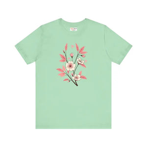 Floral Short Sleeve Tee - Airlume Combed Cotton Comfort - Dipaliz - Mint / Xs - T-shirts