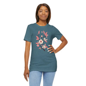 Floral Short Sleeve Tee - Airlume Combed Cotton Comfort - Dipaliz - T-shirts