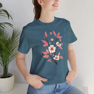 Floral Short Sleeve Tee - Airlume Combed Cotton Comfort - Dipaliz - T-shirts