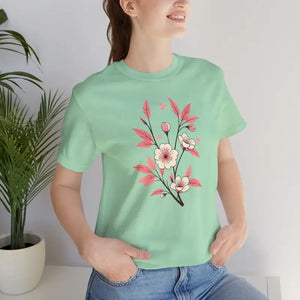 Floral Short Sleeve Tee - Airlume Combed Cotton Comfort - Dipaliz - T-shirts