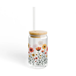Vibrant Floral Sipper Glass - Eco Drinkware - Dipaliz - Tumblers