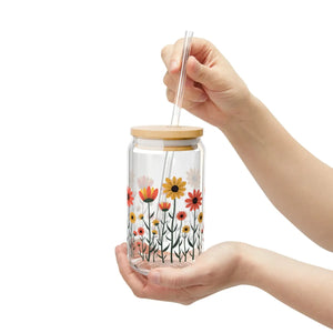 Vibrant Floral Sipper Glass - Eco Drinkware - Dipaliz - Tumblers