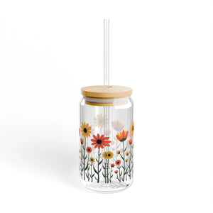 Vibrant Floral Sipper Glass - Eco Drinkware - Dipaliz - Tumblers