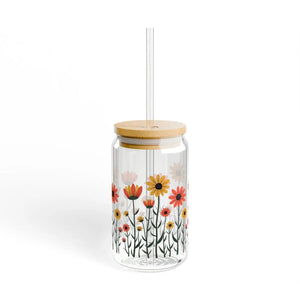 Vibrant Floral Sipper Glass - Eco Drinkware - Dipaliz - Tumblers