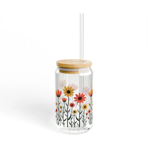 Vibrant Floral Sipper Glass - Eco Drinkware - Dipaliz - Tumblers