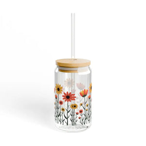 Floral Sipper Glass - Eco Drinkware for Happy Sips - Dipaliz - Tumblers