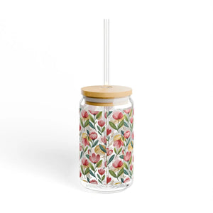 Vibrant Floral Sipper - Eco-friendly Bamboo Lid - Dipaliz - Tumblers