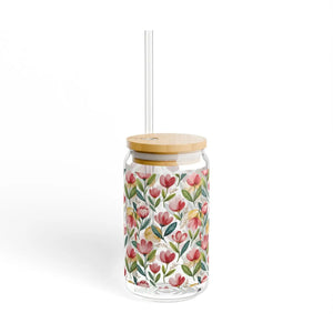 Vibrant Floral Sipper - Eco-friendly Bamboo Lid - Dipaliz - Tumblers