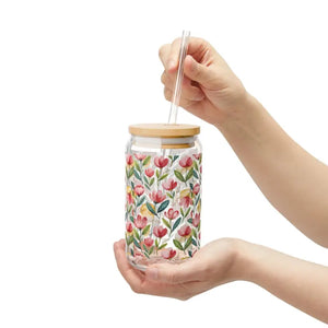 Vibrant Floral Sipper with Bamboo Lid - Dipaliz - Tumblers
